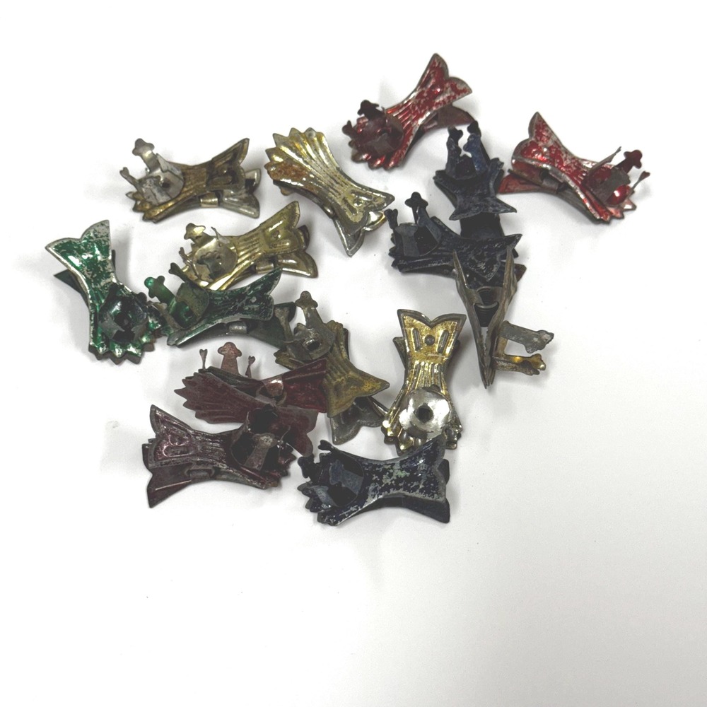 Vintage Christmas Tree Candle Clips: Colored Tin Reflectors, Set of 15